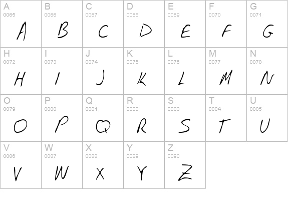 FostersHand Regular uppercase A-Z preview