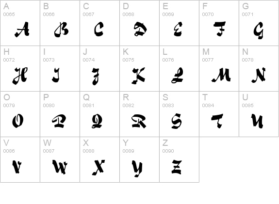 Foxscript Regular uppercase A-Z preview