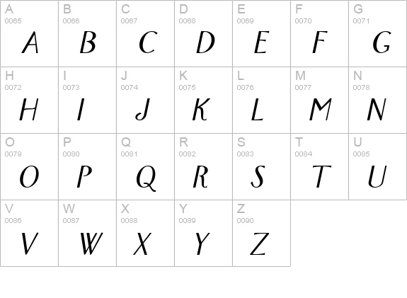 FoxTrot Italic uppercase A-Z preview
