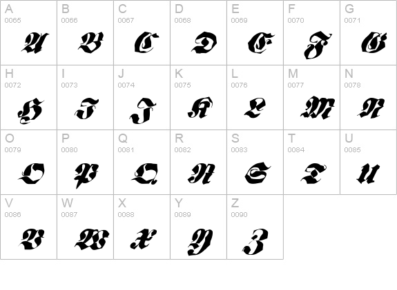Frakt uppercase A-Z preview