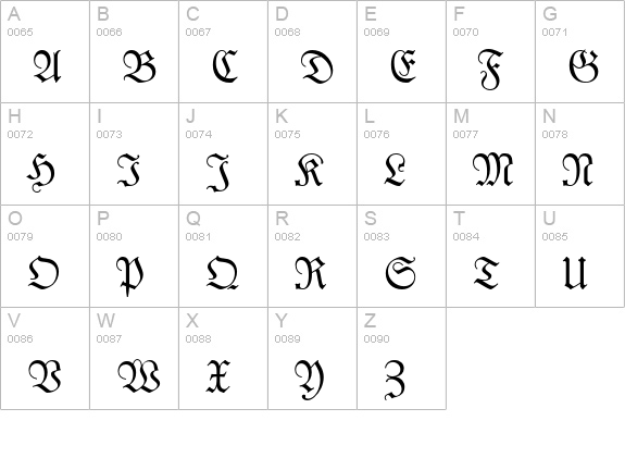Fraktur uppercase A-Z preview