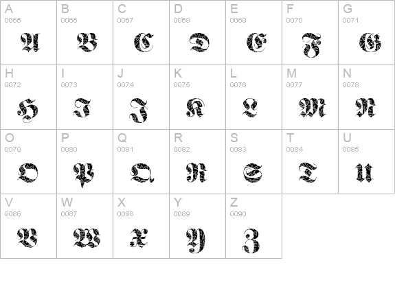 FrakturBrokenGlass-Regular uppercase A-Z preview