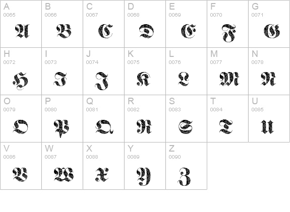 FrakturBrokenGlass2-Regular uppercase A-Z preview