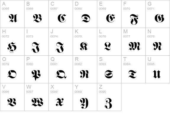 FrakturEF-Bold uppercase A-Z preview
