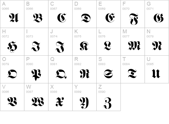 FrakturFett uppercase A-Z preview