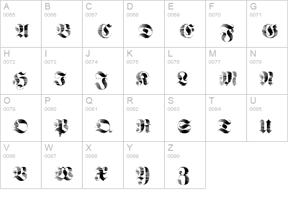 FrakturSawmill-Regular uppercase A-Z preview