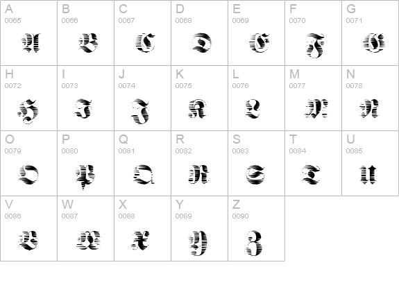 FrakturSawmill2-Regular uppercase A-Z preview