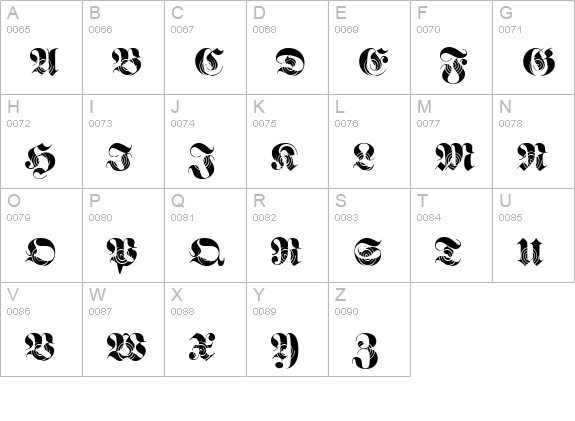 FrakturWinding2-Regular uppercase A-Z preview