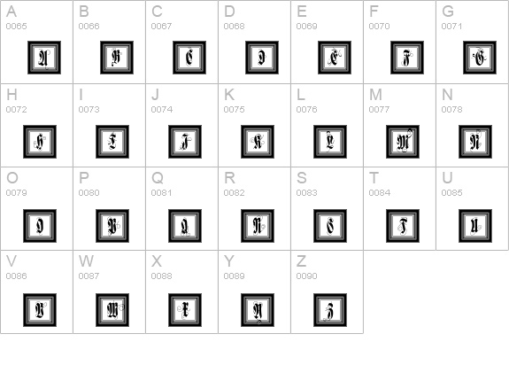 FramedFraxCaps uppercase A-Z preview