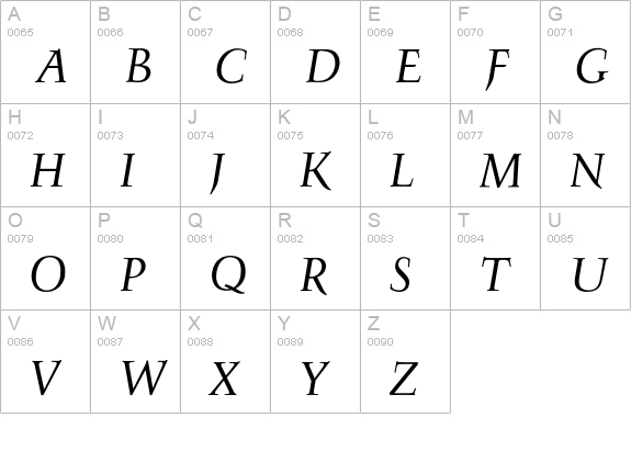 FrancoisRegularItalic uppercase A-Z preview