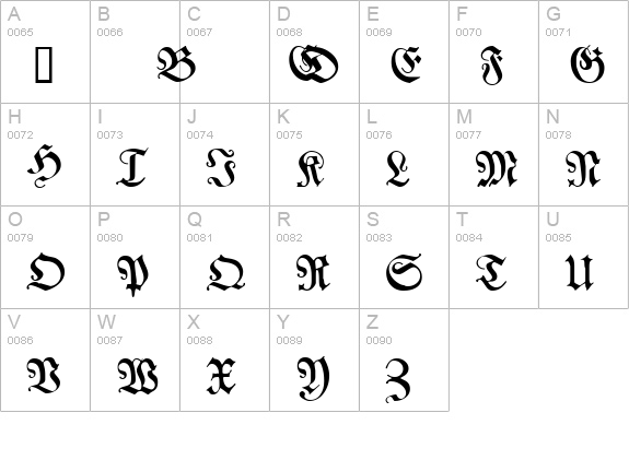 Franconian uppercase A-Z preview