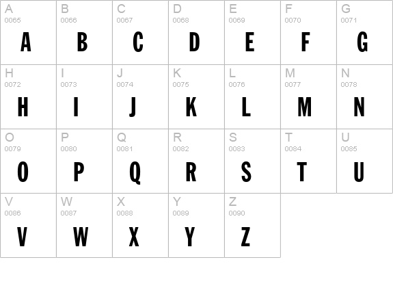 Franklin Gothic Std Extra Condensed uppercase A-Z preview