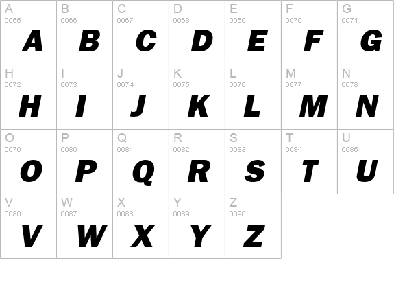 Franklin Italic uppercase A-Z preview