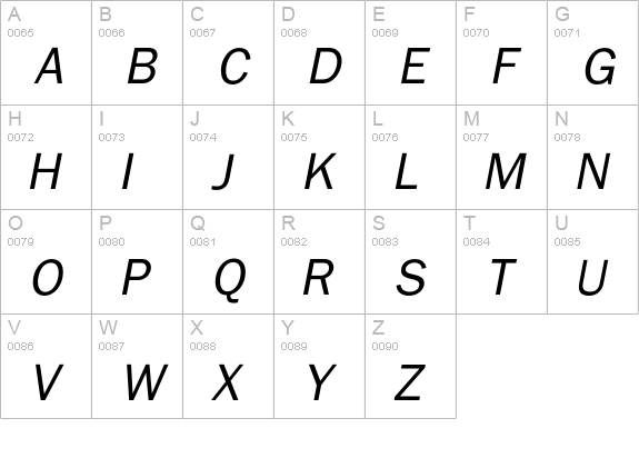 FranklinBookItalic uppercase A-Z preview