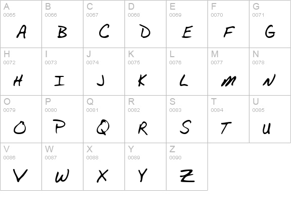FranklinsHand Regular uppercase A-Z preview