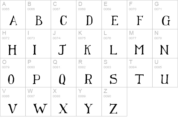 Franks uppercase A-Z preview