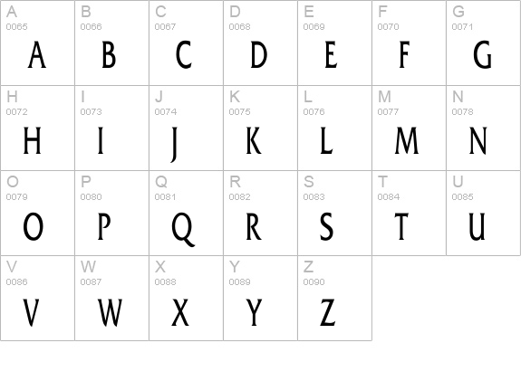 Franz Narrow uppercase A-Z preview