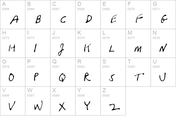 FrasiersHand Regular uppercase A-Z preview