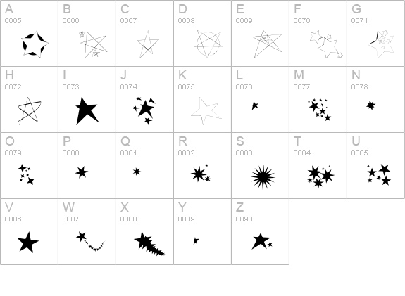 Freaking Stars uppercase A-Z preview