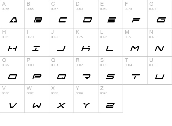 Free Agent Condensed Italic uppercase A-Z preview
