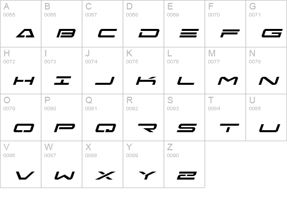 Free Agent Expanded Italic uppercase A-Z preview
