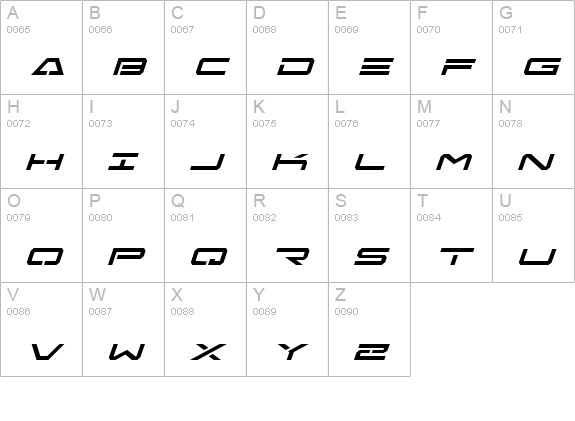 Free Agent Italic uppercase A-Z preview