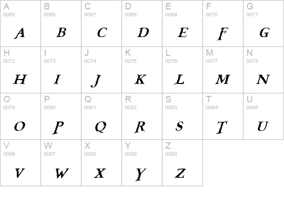 Freebooter Italic uppercase A-Z preview