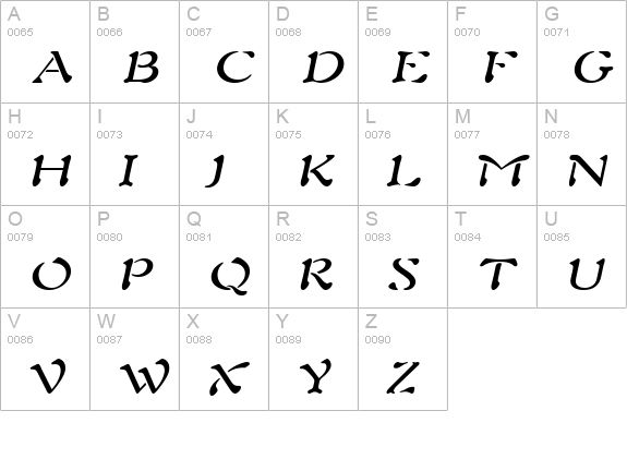 Freedom 9 Wide Italic uppercase A-Z preview