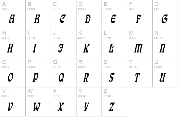 Freedom Thin Italic uppercase A-Z preview