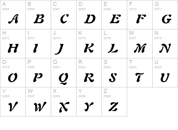 Freeform 721 Black Italic uppercase A-Z preview