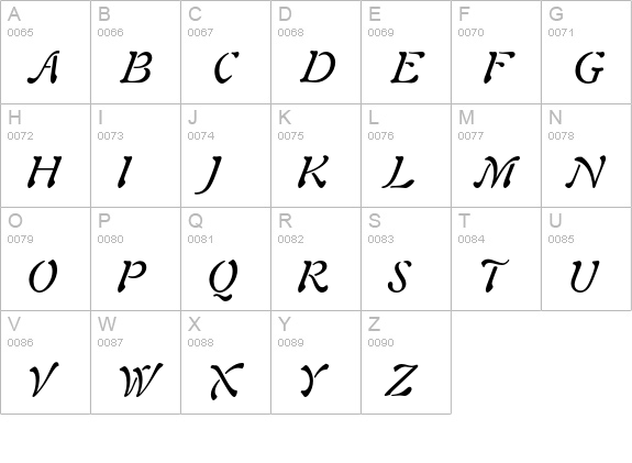 Freeform 721 Italic uppercase A-Z preview