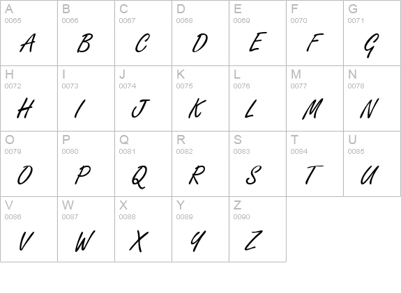 Freelance Script uppercase A-Z preview