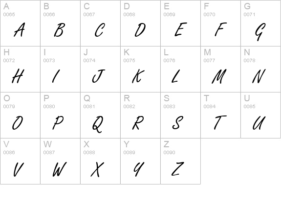 FreelanceScript Regular uppercase A-Z preview