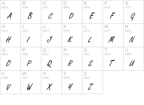 FreestyleScript-Thin uppercase A-Z preview