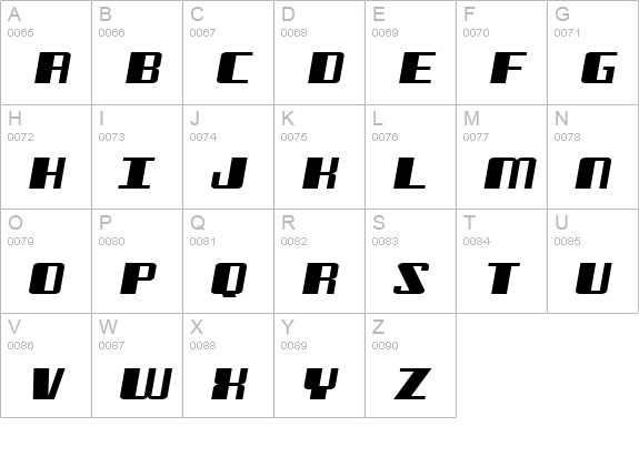 Freezer BTN Wide Oblique uppercase A-Z preview