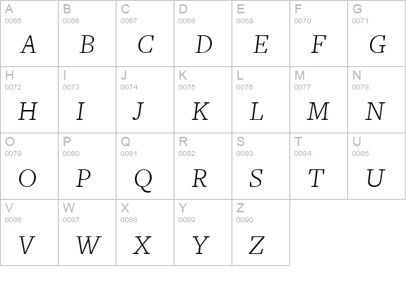 FreightText LightItalicSC uppercase A-Z preview