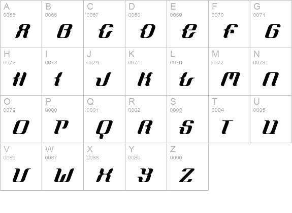 FrenchCurve ALP uppercase A-Z preview