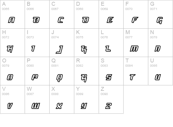 Freya Outline uppercase A-Z preview