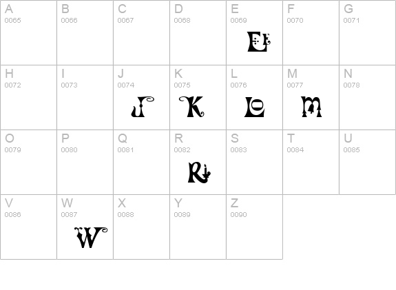 FrillyExtras uppercase A-Z preview