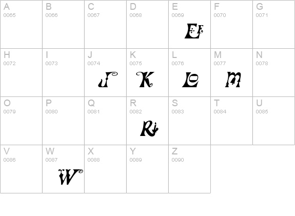 FrillyExtras Italic uppercase A-Z preview