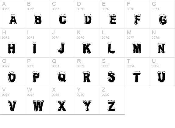 Frostbitten Wanker uppercase A-Z preview