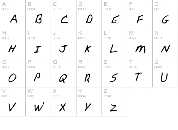 FrostysHand Regular uppercase A-Z preview