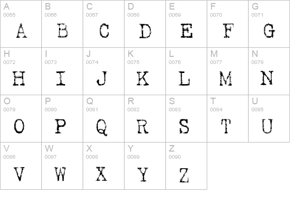 Fucked Olympia J uppercase A-Z preview