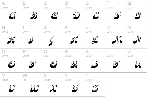 FunkyFaceUpright Italic uppercase A-Z preview