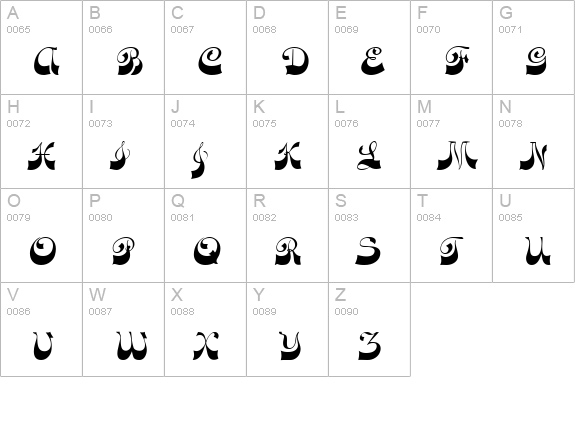 FunkyFaceUpright Regular uppercase A-Z preview
