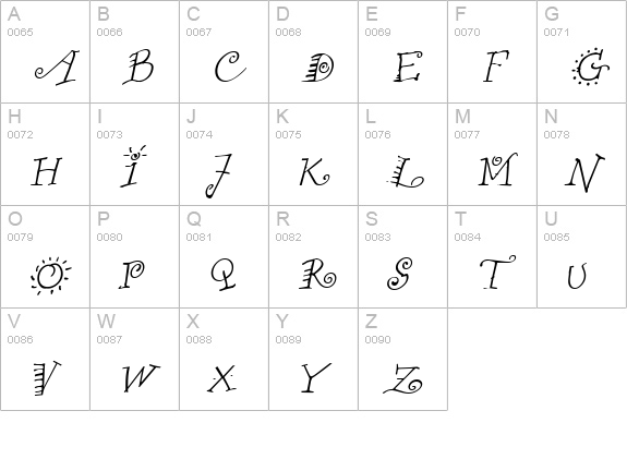 Funstuff Italic uppercase A-Z preview