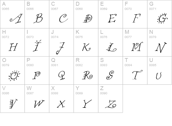 FunstuffXitalic Regular uppercase A-Z preview