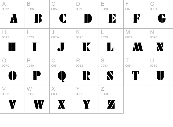 FutstencilSerif uppercase A-Z preview