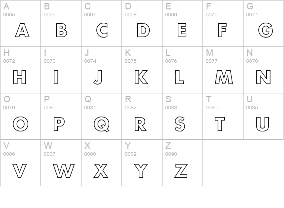 Futura Bold Outline uppercase A-Z preview