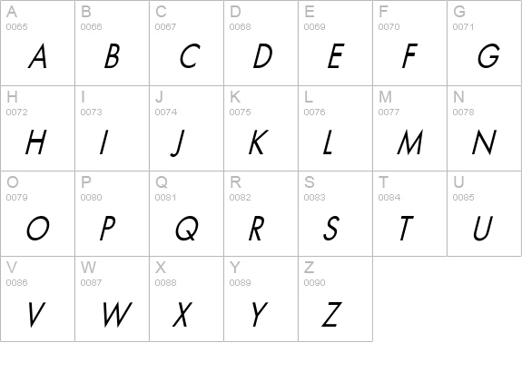 FuturaCndObl-No uppercase A-Z preview